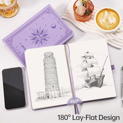 EMSHOI Blank Journal Notebook, 192 Pages, A5 Size (5.7'' x 8.3'') - color: Light Purple, style: Unlined