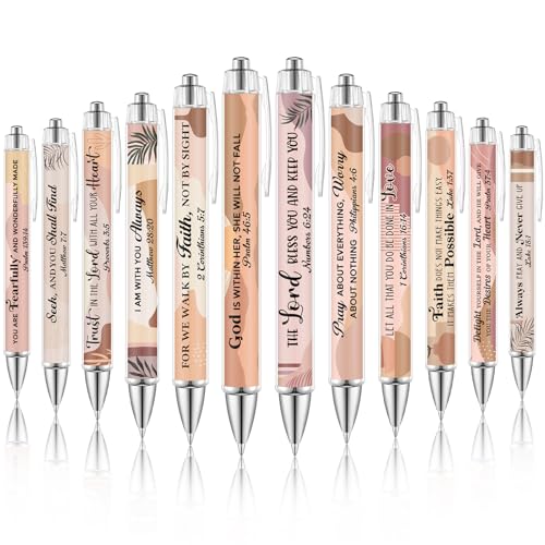 Dispowreath 12 Pcs Boho Bible Verse Pens Black Ink Christian Gift Women - style: Bohemian