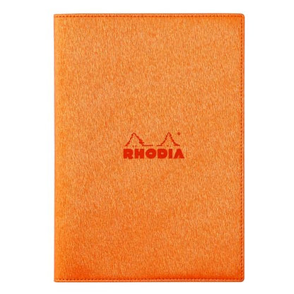 Rhodia cfmtpuA5or Metallic PU Leather Cover, Black (Stapled Notebook, A5, 0.2 inch (5 mm) Square Ruled, Orange Included) - color: Black, style: Notebook, A5