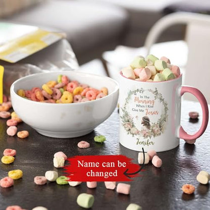 Novelty Mug With Floral Wreath Design, Customized Name Inspiration Coffee Cup, Christian Ceramic Mug 11oz 15oz, Personalized Jesus Cup, Christian Mug Gifts, Custom Religious Accent Cup - color: XUA-324-1559-CHRISTIAN FAITH MUG