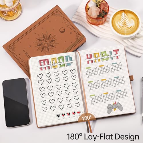 EMSHOI Graph Grid Journal Notebook, 192 Pages, A5 Size (5.7'' x 8.3'') - color: Brown, style: Grid