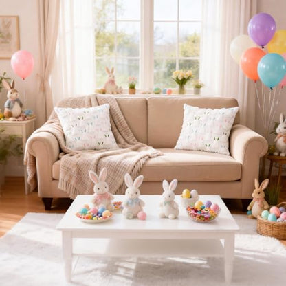 ALFEVA Easter Pillow Covers 20 x 20 Inch Set of 2 Easter Decorations Cute Soft Plush Bunny Throw Pillow, Spring Farmhouse Decorations for Home Sofa Couch Living Room Bedroom - size: 20" x 20" (Pack of 2)
