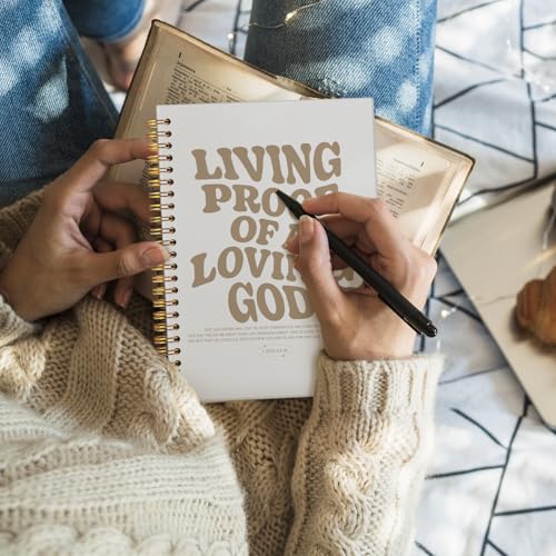 Bible Notebook, Christian Journal, Bible Study Notebook, Living Proof of a Loving God, Church Hardcover Spiral Notebook 5.5x8.3 - color: Living proof of a loving god