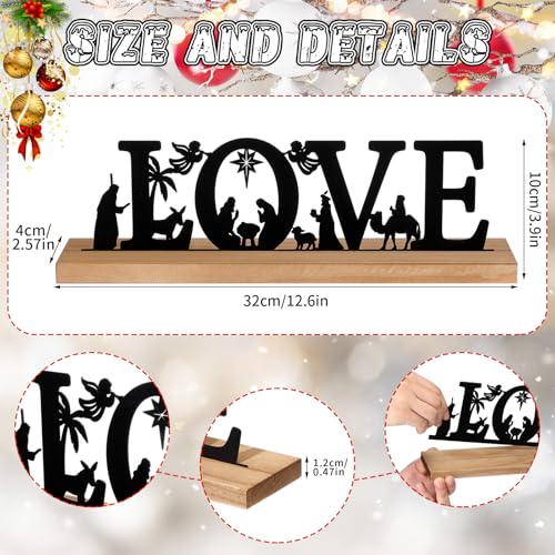 Pinkunn Metal Nativity Scene, Black Nativity Love Sign for Christmas - style: Love