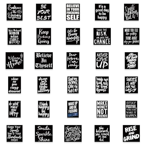 60Pcs Black Affirmation Stickers Decals, Holographic Motivational Sticker Pack, Positive Journal Encouraging Shiny Quotes for Kids, Teachers, Classroom, Waterproof Scrapbook Supplies (Inspirational) - color: Inspirational