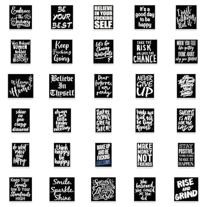 60Pcs Black Affirmation Stickers Decals, Holographic Motivational Sticker Pack, Positive Journal Encouraging Shiny Quotes for Kids, Teachers, Classroom, Waterproof Scrapbook Supplies (Inspirational) - color: Inspirational