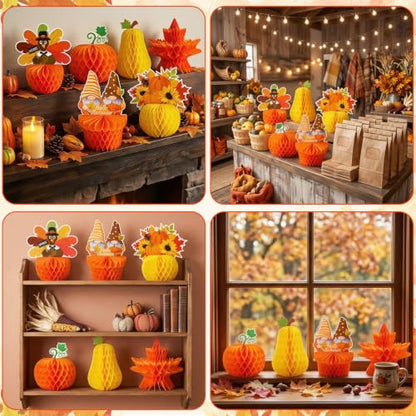 6Pcs Fall Table Honeycomb Centerpieces Thanksgiving Home Decor - style: Fall Style