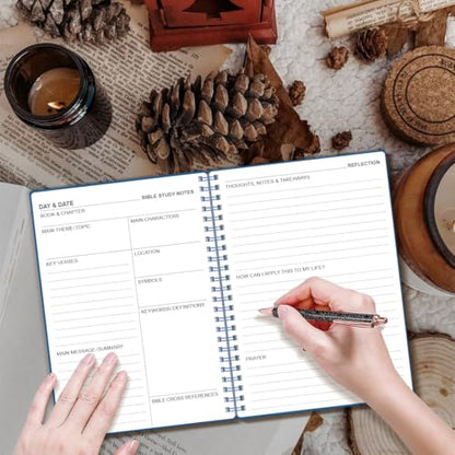 Heveboik Bible Study Journal/Notebook – Church Notes Notebook – Note Taking & Journaling Kit, 5.8" x 8.5", Blue - color: Blue