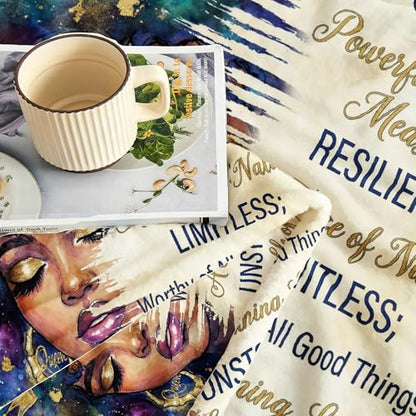 African American Black Girl Women Blanket - Christian Birthday Gifts Blanket- Inspirational Flannel Religious Spiritual Throw Blanket Home Decor 50x60inch - color: Hrmt6