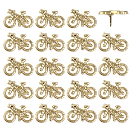 Bicycle Push Pins - Gold Metal Bike Pins - for Cork Board, Maps, or Lapel Pin Use - Designed in USA - Set of 20 - color: Bike - Gold, size: Set of 20
