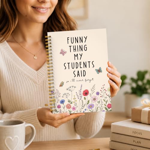 JMICTUB Wildflower Teacher Spiral Notebook 5.5x8.3, Thank You Teacher Appreciation Gifts, Things I'll Never Forget Hardcover Lined Journal - color: Spiral notebook-06