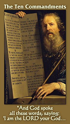 Ten Commandments LAMINATED prayer card (5-pack), 3 1/2 x 2 inches