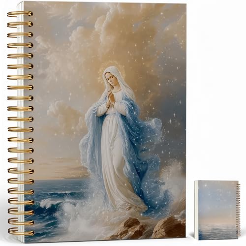 Christian Notebook Journal - Virgin Mary Christian Gifts for Women, Inspirational Bible Journal Notebooks for Note Taking, Bible Study, Prayer & Church Notes, A5 Spiral Notebook (Virgin Mary-Blue) - color: Virgin Mary-Blue