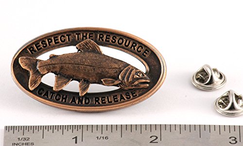 Rainbow Trout Pin, Catch and Release, Lapel, Hat, Pins, Brooch, Brooches, Jewelry, Gift, Handmade in the USA, 200 Fish Designs Available. - color: Copper Plated