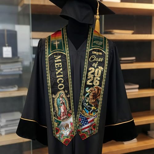 Mexico Graduation Sash, Cross Graduate Stole, Class Of 2026, Mexican Stole - color: Ds 04