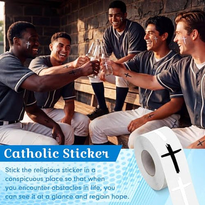 Faccito 600pcs Cross Stickers Crosses Christian Stickers, White+Black - color: White+black