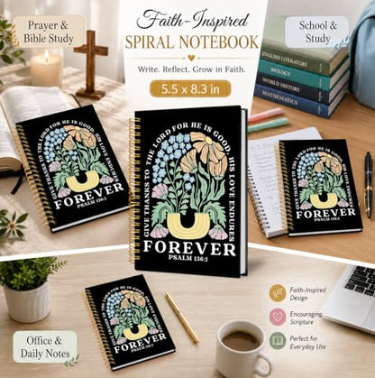 Christian Boho Floral Notebook, Religious Scripture Journal Gifts - color: The Black Bible
