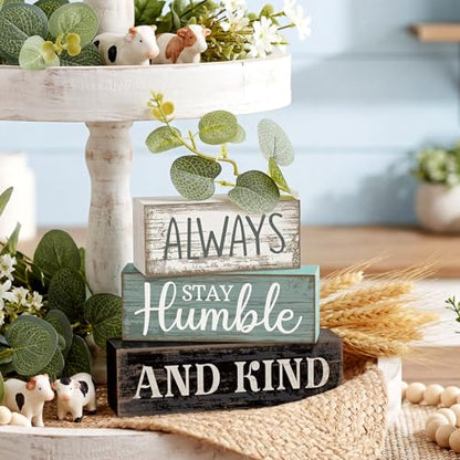 Lineshading 4 Pcs Inspirational Farmhouse Table Decor Wooden Shelves Signs - style: Beautiful