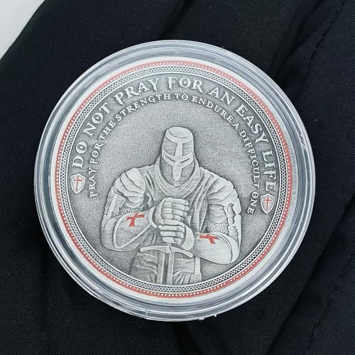 Christian Warrior Challenge Coin - The Knight Templar Coin Red Cross Religious Collection Coin