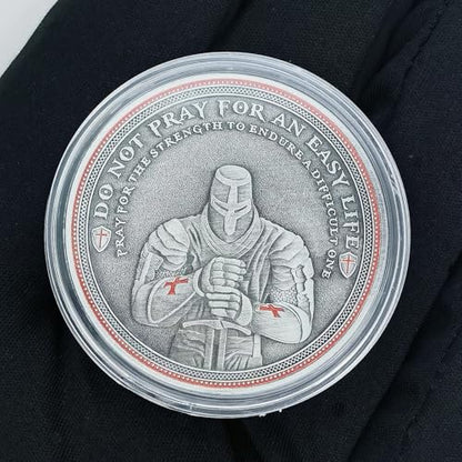 Christian Warrior Challenge Coin - The Knight Templar Coin Red Cross Religious Collection Coin