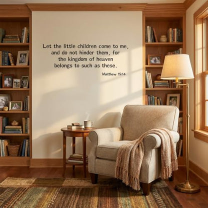 Blinggo Matte Black Matthew 19 14 Bible Vinyl Wall Decal Christian Faith (Black, 40'' Width) - size: 40'' Width