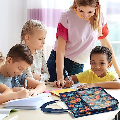 Kids Cute Tote Bags for Boys Girls Ages 4-16,Handbags with Pencil Case, Book Tote Bags with Zipper for School and Playtime (blue) - color: Blue