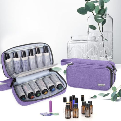 LUXJA Double-Layer Essential Oil Case Holds 12 Bottles, Purple - color: Purple