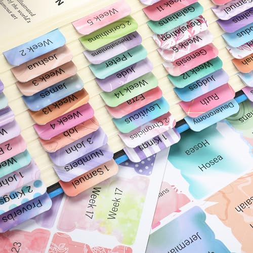 Mr. Pen- Laminated Bible Tabs, 120 pcs, Easy-to-Read & Apply - color: Dreamy Tapestry