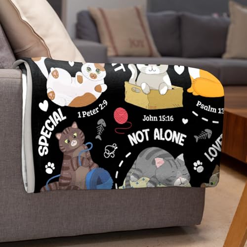 Cat Throw Blanket with Bible Verse,Thoughtful Christian Gifts - color: Bible-cat, size: 40"x50"