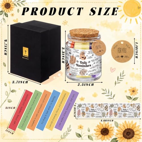Lunmon Daily Affirmation Jar, Positive Affirmation Cards for Women, Self Love Motivation Jar Positive Quotes, Thoughtful Birthday Gifts for Women Men Friends Teens Coworkers, Motivational Desk Decor - style: Sunshine1