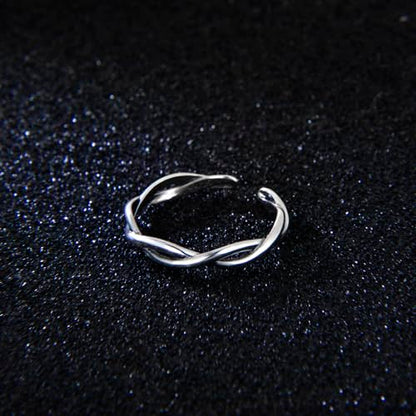 925 Sterling Silver Celtic Knot Open Adjustable Ring for Women Size 4-7 - color: Three line twist