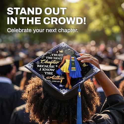 Tassel Toppers Woman Custom Graduation Cap, Graduation Cap Topper & Design - color: Black and Blue