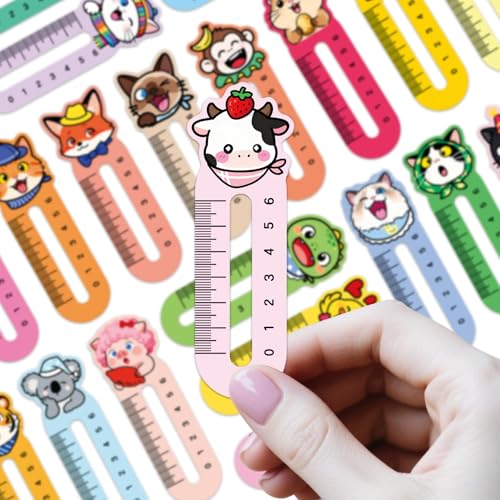 30 Pcs Reading Motivation Bookmarks, Ticket Style, Animal Ruler Designs, Colorful Assorted (Animal Ruler) - color: Animal Ruler