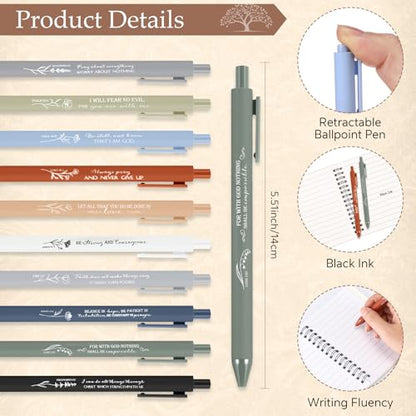 Kosiz 100 Pcs Bible Verse A6 Spiral Notebooks Bulk with Pens, Boho Color - color: Boho Color
