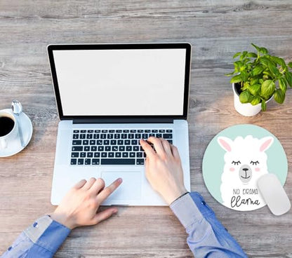 Mouse Pad, Cute Llama,No Drama Llama Mouse Pad, Round Cute Gaming Cloth Mousepad for Office Laptop, Non-Slip Rubber Personalized Computer Desk Mouse Pads for Wireless Mouse 7.9×7.9×0.12 inches - color: Cute llama,No Drama llama