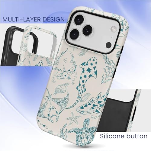 Case for iPhone 17 Pro/18 Pro,Drop Protection Hybrid 2-Layer Hard Phone Cover-Ocean Animal Whale Shark-Blue - color: Ocean Animal Whale Shark-Blue, size: iPhone 17 Pro/18 Pro