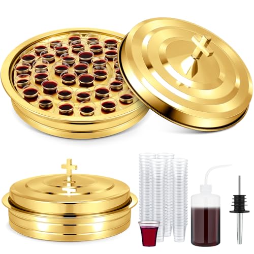Zhehao 1 Set Communion Tray for Churches with Lid, Golden - color: Golden