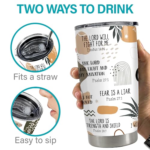 SANDJEST Christian Gift Inspirational Gifts for Women Tumbler 20oz Stainless Steel Insulated Coffee Travel Cup Mug Motivational Gift for Women Birthday Christmas - color: Christan 2