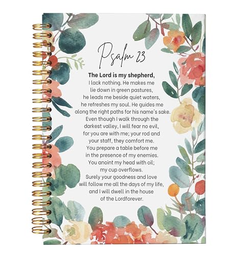 VNWEK Christian Gifts Notebook Journal - Christian Notebook for Women, Bible Journaling Notebook, Notebook for Bible Notes, Notebook Spiral Bound with, Psalm 23 Writing Pads - color: 21-XZ-bible-notebook