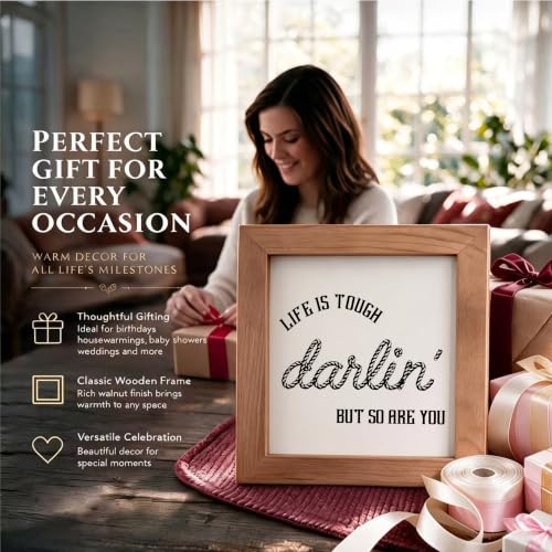 Life Is Tough Darlin But So Are You Framed Wooden Farmhouse Wall Art - color: Life39