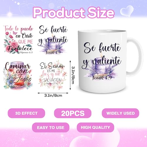 20 Sheets Watercolor Spanish Bible UV DTF Cup Wrap Transfer Decal - style: Spanish Bible Verse