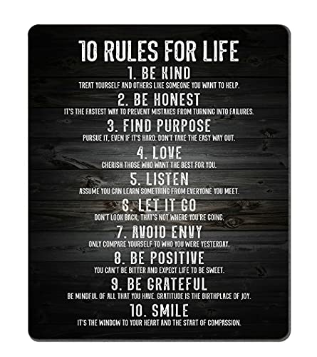 SSOIU Gaming Mouse Pad Custom,10 Rules for Life Motivational Sign Inspirational Quote Mouse Pad Motivational Quotes Mousepads 9.5 X 7.9 Inch (240mmX200mmX3mm) - color: SS01