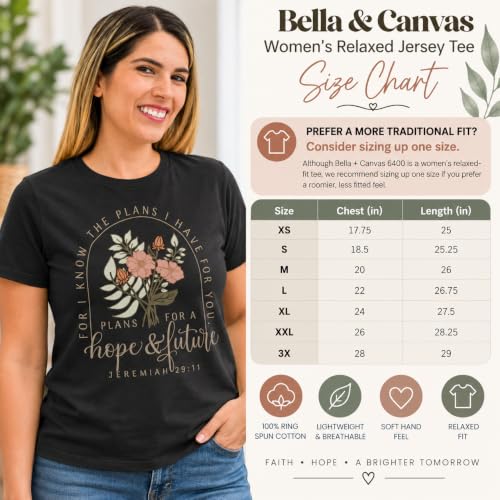 Christian Shirts for Women, Bible Verse Scripture, Jesus Faith Graphic Tee - color: Jeremiah 29:11 - Black, size: X-Large