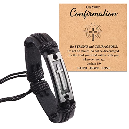 Cross Bracelets First Communion Gifts, Confirmation Gifts, Christening Gifts, Baptism Gifts for Teenage Boys - style: Confirmation_Cross-1