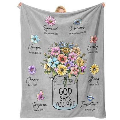Christian Religious Gifts for Women, Grey Christian Blanket 80''x 60'' - color: Grey, size: 80"x60"