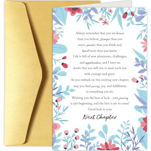 New Chapter Card for Men Women, Floral Good Luck in Your Next Chapter Card, Coworker Leaving Cards Gifts, New Home Congratulations Cards, New Beginning Gifts - color: New Chapter