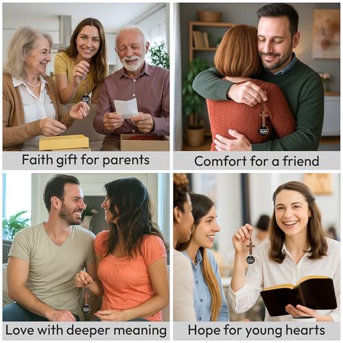 Christian Gifts for Men, Daily Bible Verse Cross for Car Mirror Hanging - color: With You Always (Black)
