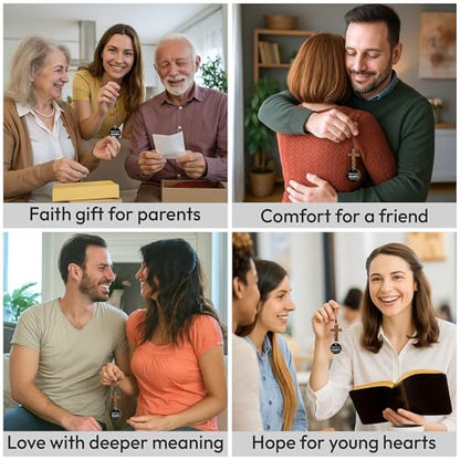 Christian Gifts for Men, Daily Bible Verse Cross for Car Mirror Hanging - color: With You Always (Black)