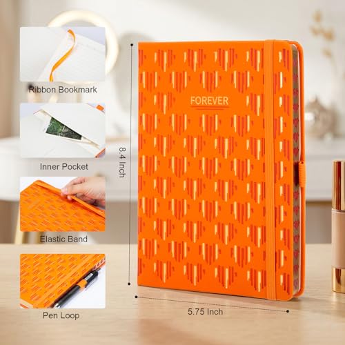 Comix Pretty Lined Journal for Women, 192 Pages, 100GSM Paper, 5.5" x 8.3" - color: Orange