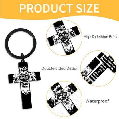 CRASHOT Inspirational Bible Verse Cross Keychain, Religious Christian Birthday Baptism Graduation Gift for Father Men Boy - color: Bible916